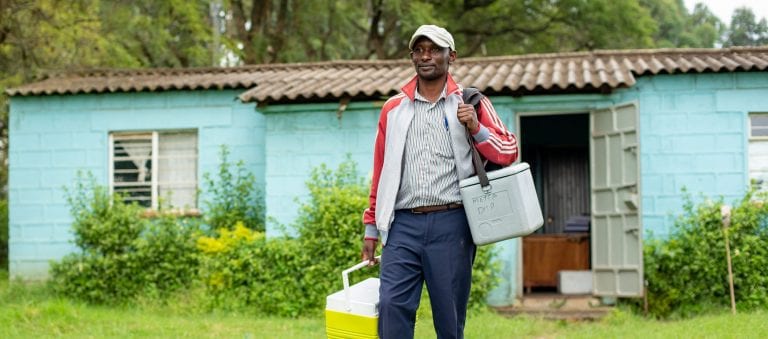 Man with two coolers